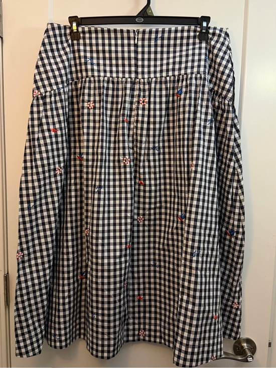Free Assembly Dresses & Skirts - Size 16 Gingham Embroidered Midi Skirt in Navy & White